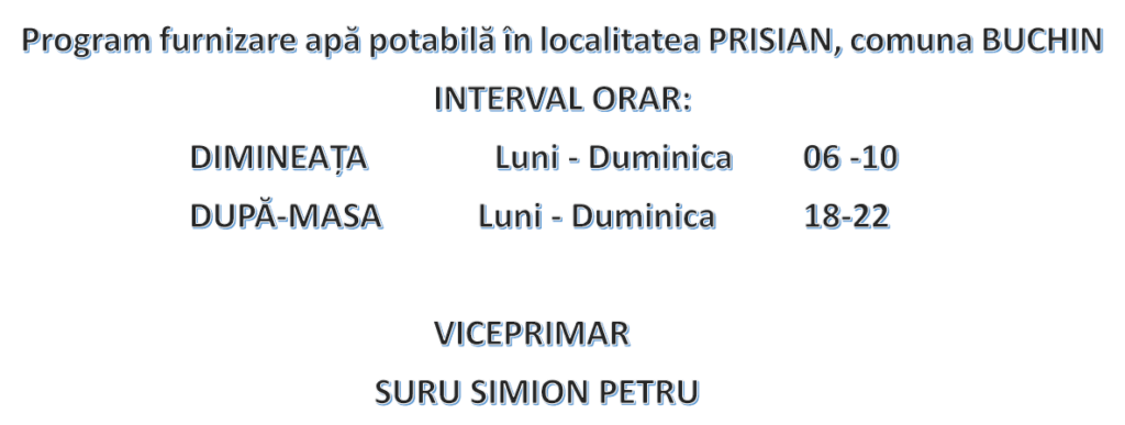 Anunt furnizare apa