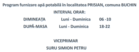 Anunt furnizare apa